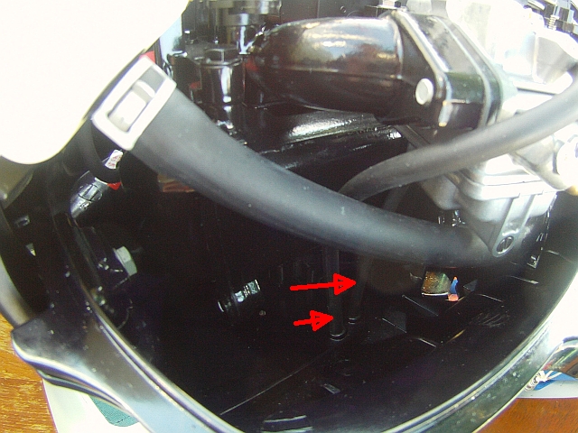 remove more hoses Tohatsu 3.5 HP outboard repair carburetor