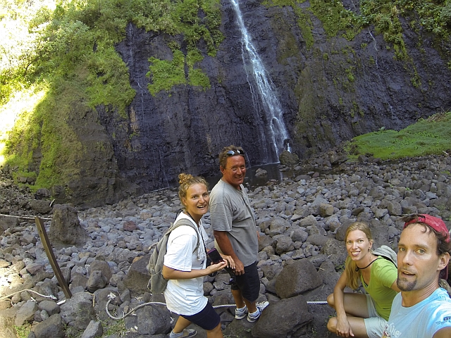 Tahiti, French Polynesia, Sailing, Green Panther, three water falls